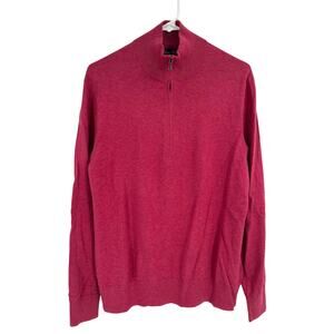 Brooks Brothers Red Quarter Zip Sweater Lightweight Supima Cotton Men's Medium